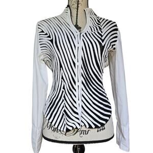 Y2k Style Black and White Obstinee Optical Illusion Structured Mesh Top Size 8